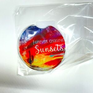 Forever Chasing Sunsets Car Coasters